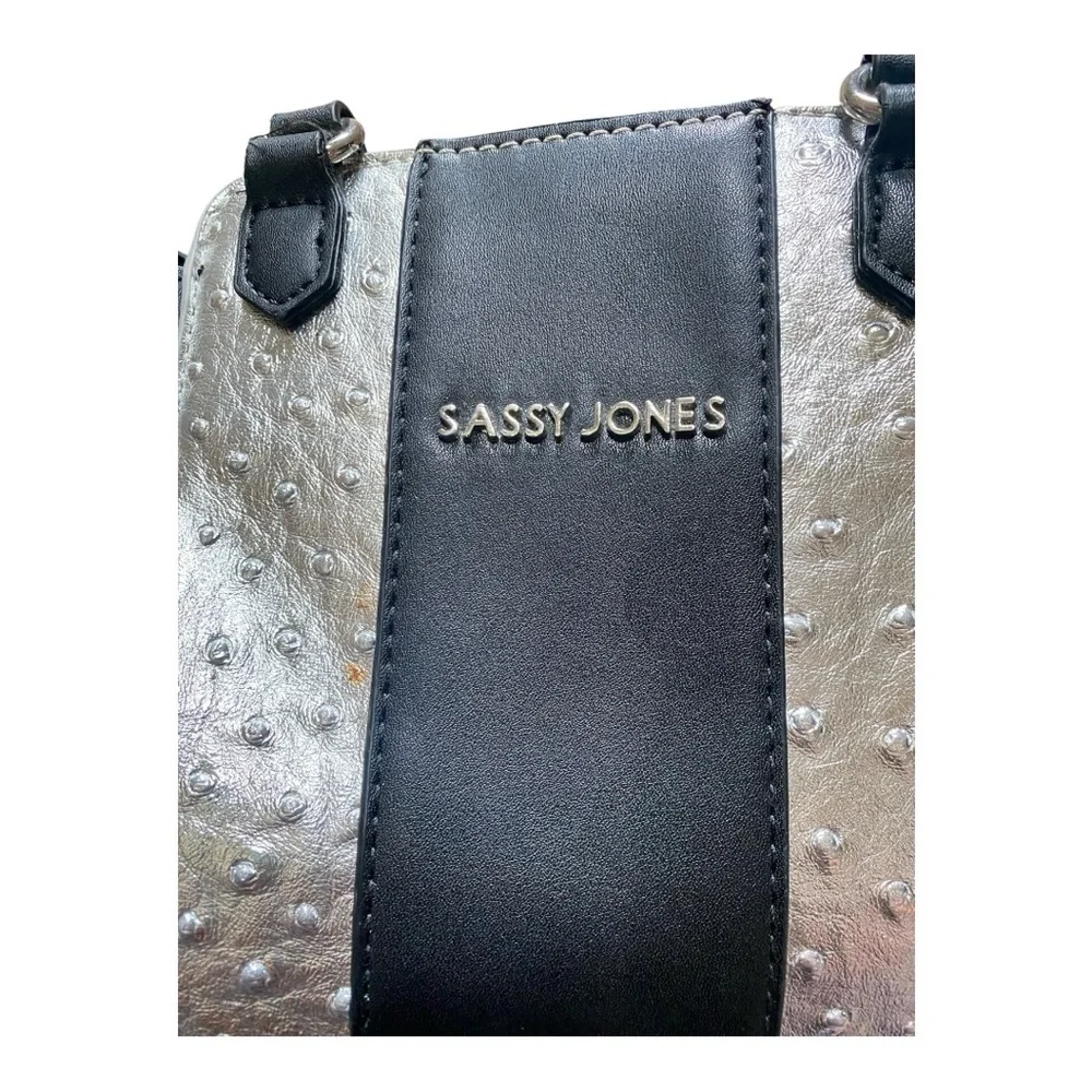 Sassy Jones Lori Black and Silver Satchel/Tote Hand Bag